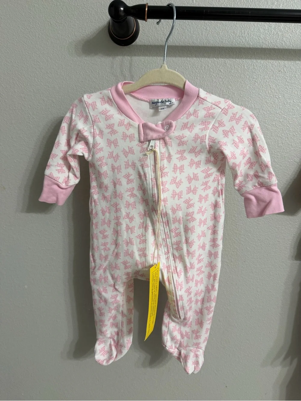 Magnolia Baby Pink Bow Footie Pajamas NWT